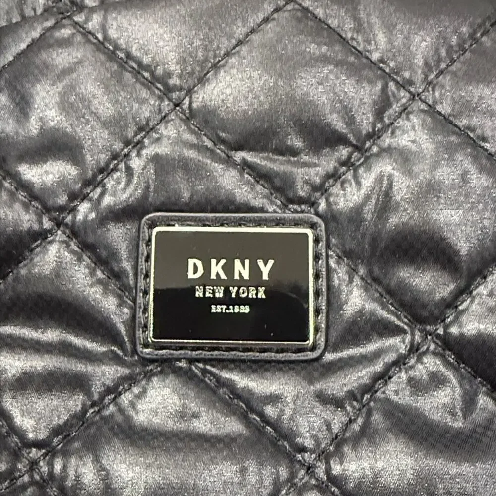 DKNY Maya Quilted Black Nylon Tote Bag w/ Detachable Crossbody Strap